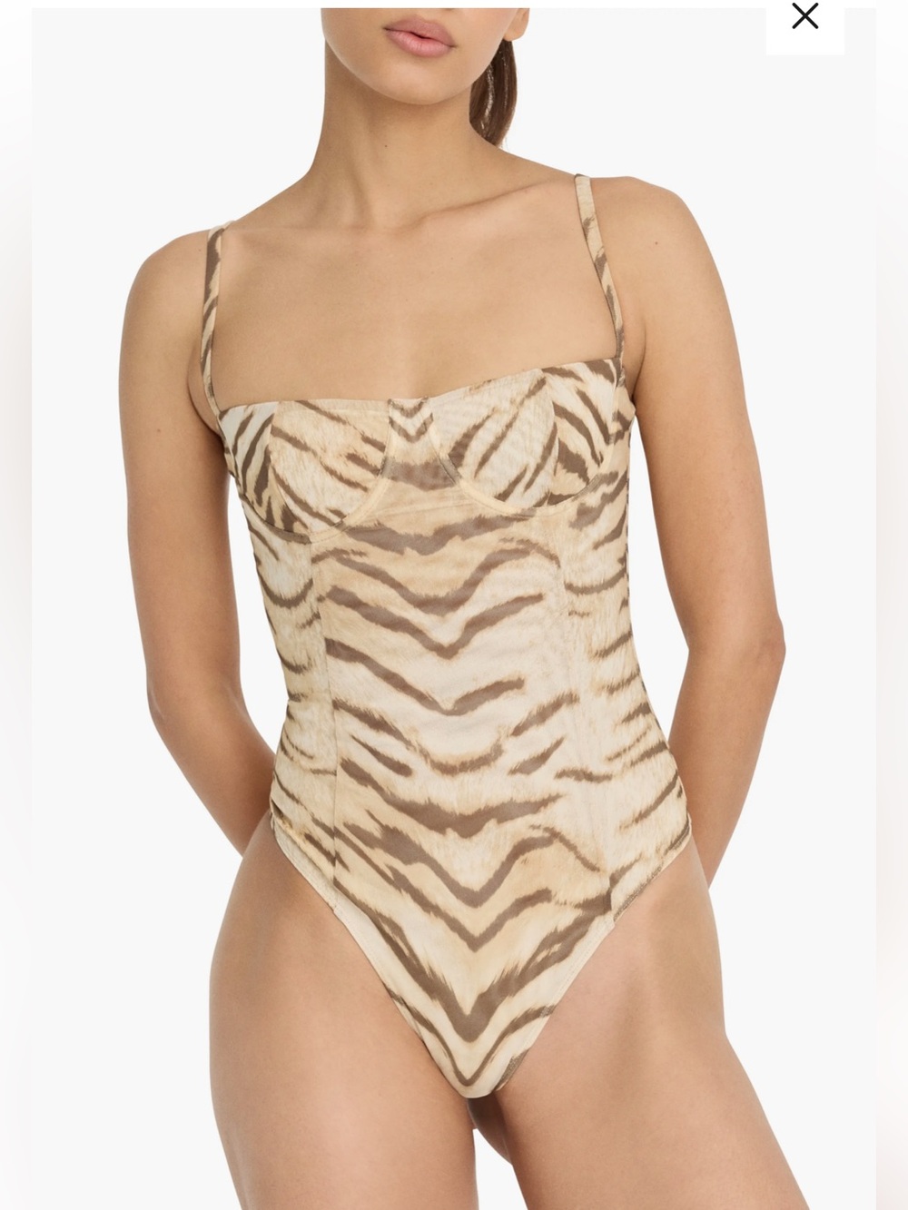 Good American $128 Corset Demi Mesh Bodysuit
